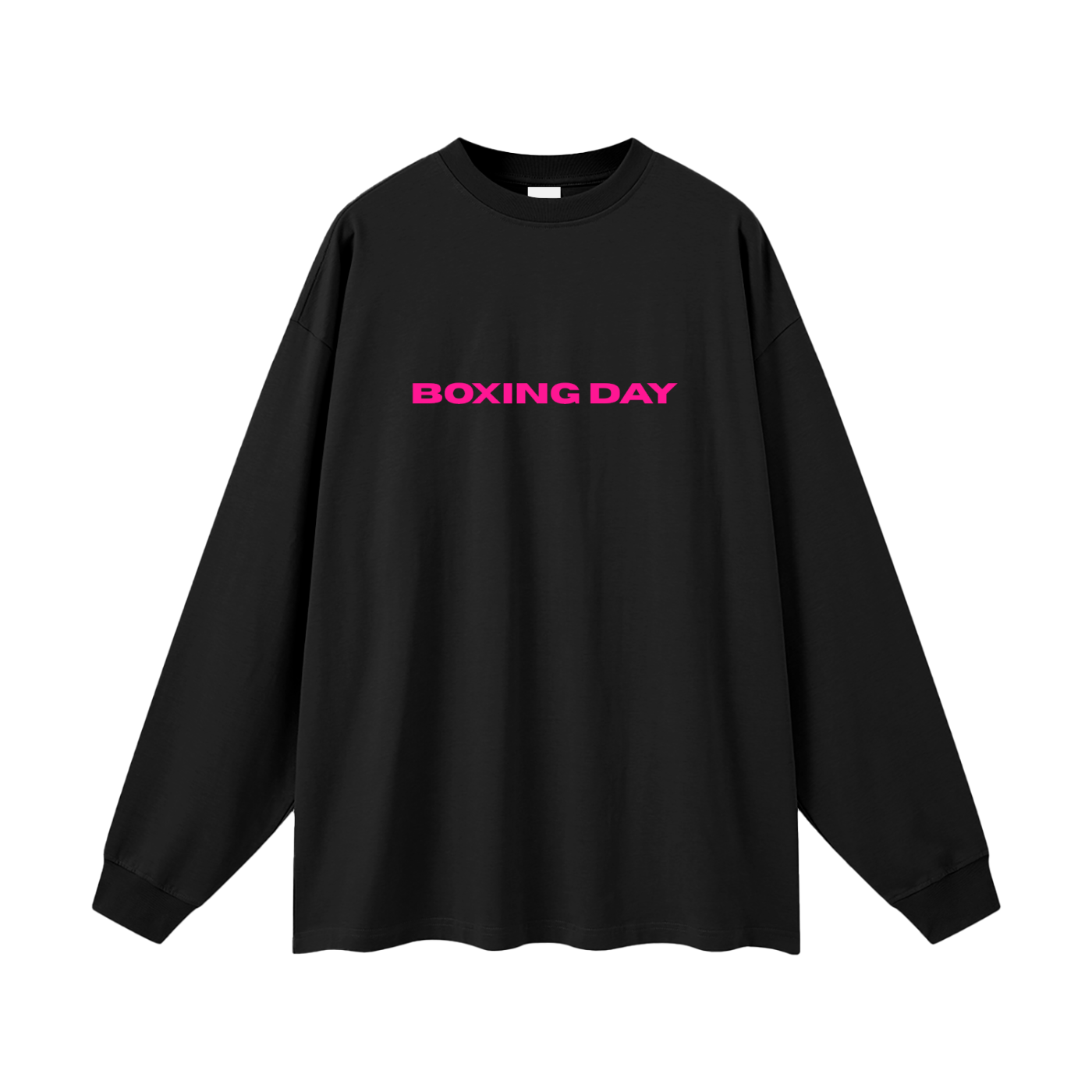 Boxing Day Oversized Unisex Long Sleeve T-Shirt w/ Hand-drawn Design by Tabetha Baldwin (Hot Pink)