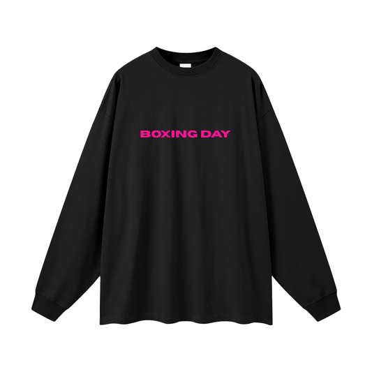 Boxing Day Oversized Unisex Long Sleeve T-Shirt w/ Hand-drawn Design by Tabetha Baldwin (Hot Pink)